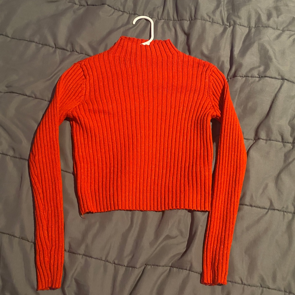 red cropped sweater